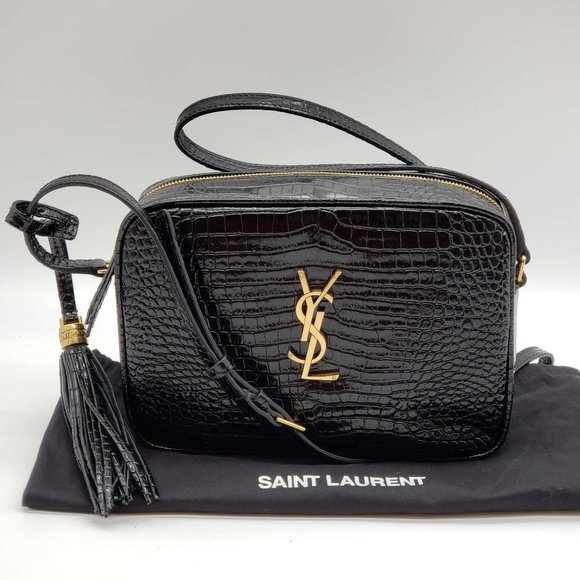 Yves Saint Laurent Handbags - 100% Authentic YSL Lou Camera Bag in Crocodile Embossed in Shiny Leather